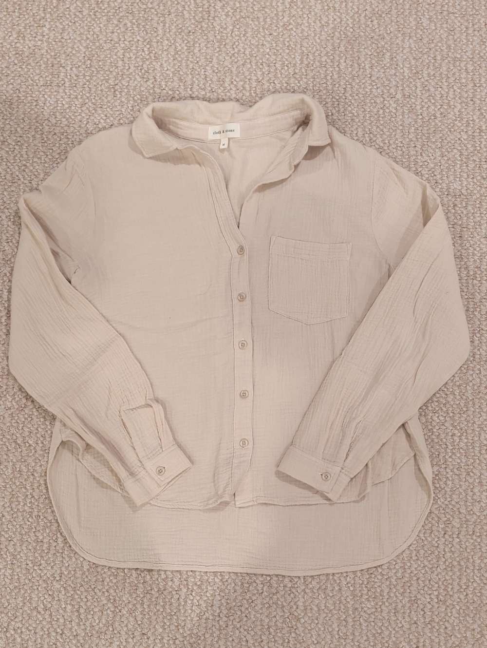 Cloth & Stone Cream Button-Down Gauze Shirt